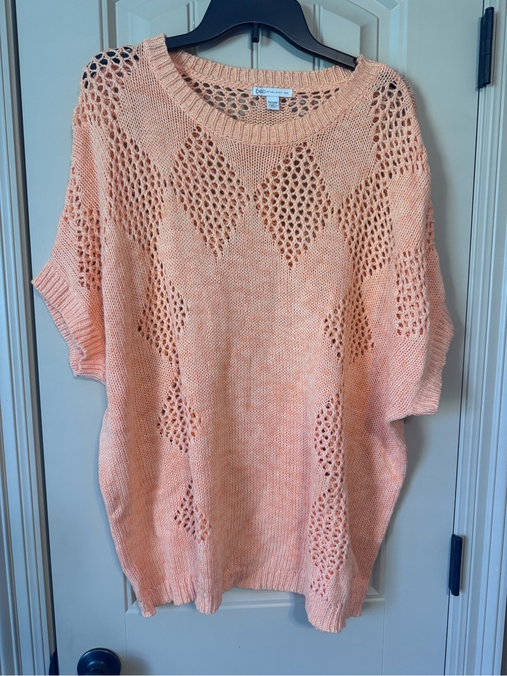 Cato Bright Orange Short Sleeve crochet sweater top - 14/16w